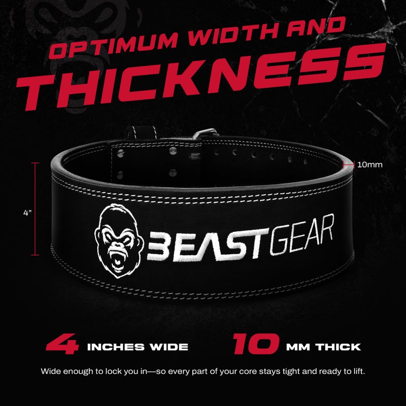 Beast Gear Weight Lifting Belt - Leather Power Lifting Belt for Men, 10mm Thick Weightlifting Belt for Deadlifts, Back Support Squats Belts for Powerlifting, Crossfit Gym Belt for Men Women - Image 5